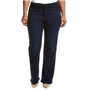 💙 NYDJ “Teresa” Trouser Wide Leg Stretch Denim Jeans, 14W, Dark Enzyme, #W10H49